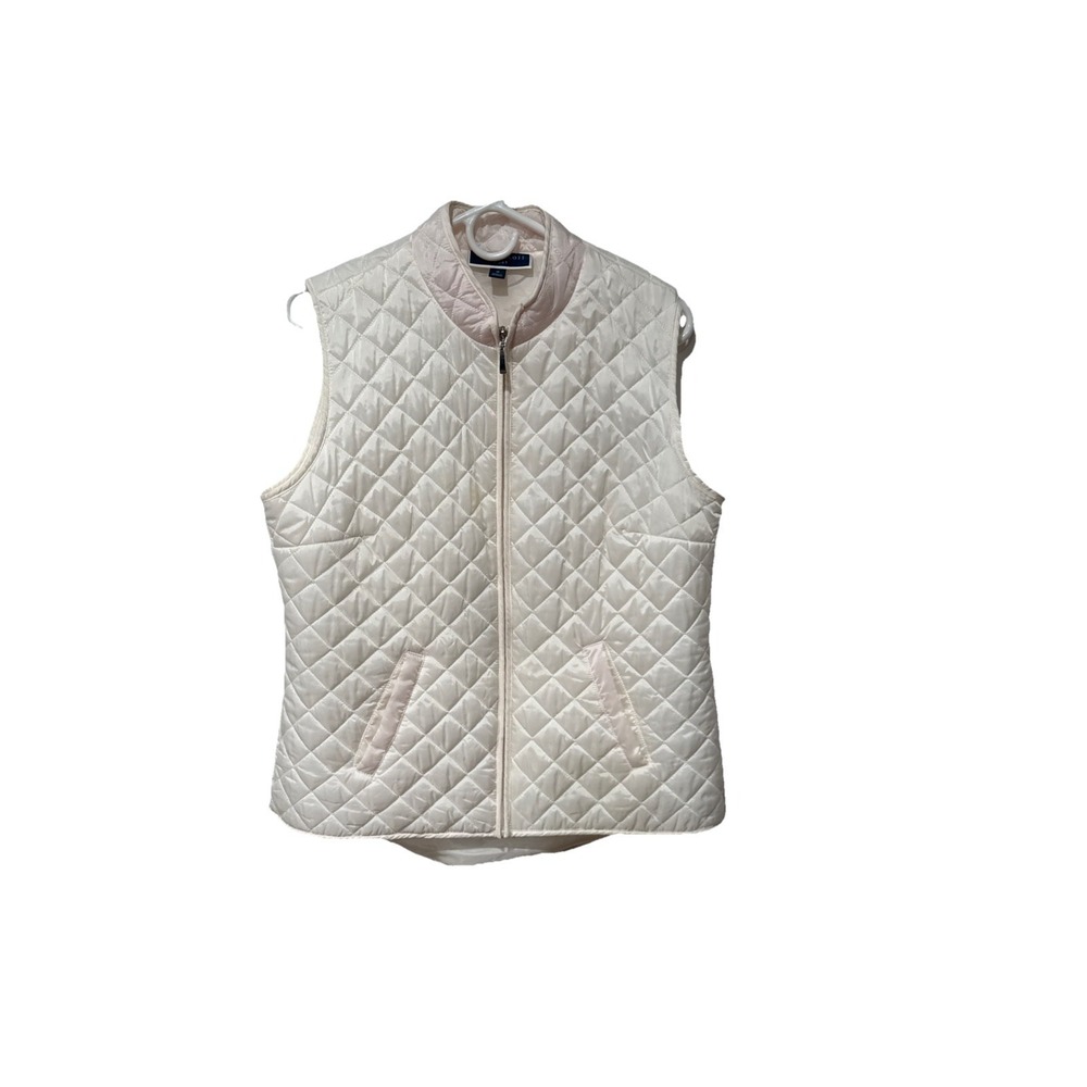 Karen Scott Sport Woman's Quilted White Ladies Medium Vest Side Pockets Full Zip